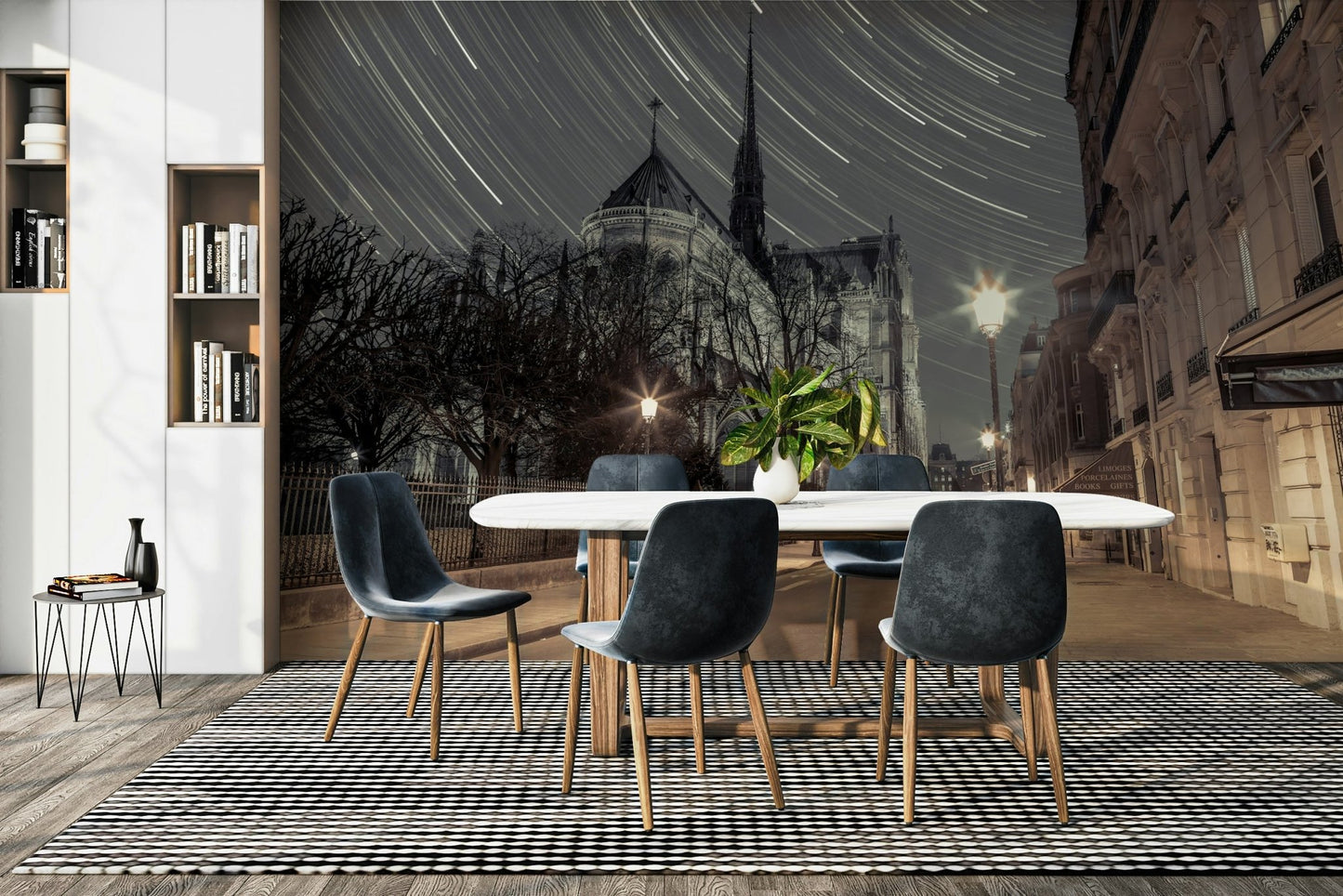 Notre-Dame Cathedral in Paris at night.

