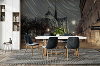 Notre-Dame Cathedral in Paris at night.

