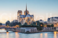 Cathedral skyline wall mural inspired by Notre Dame and mountain wallpaper design