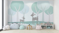 Calm fawn forest mural wallpaper for nurseries
