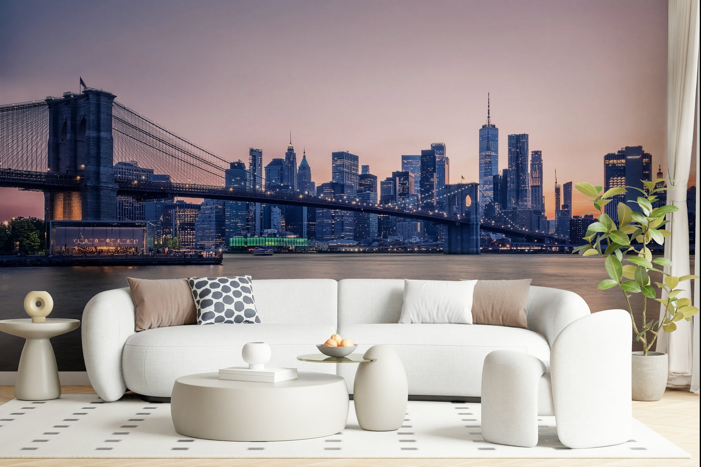 NYC Bridge at Dusk Wall Mural