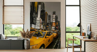Times Square art: NYC Cabs Golden Rush selective color street photograph.
