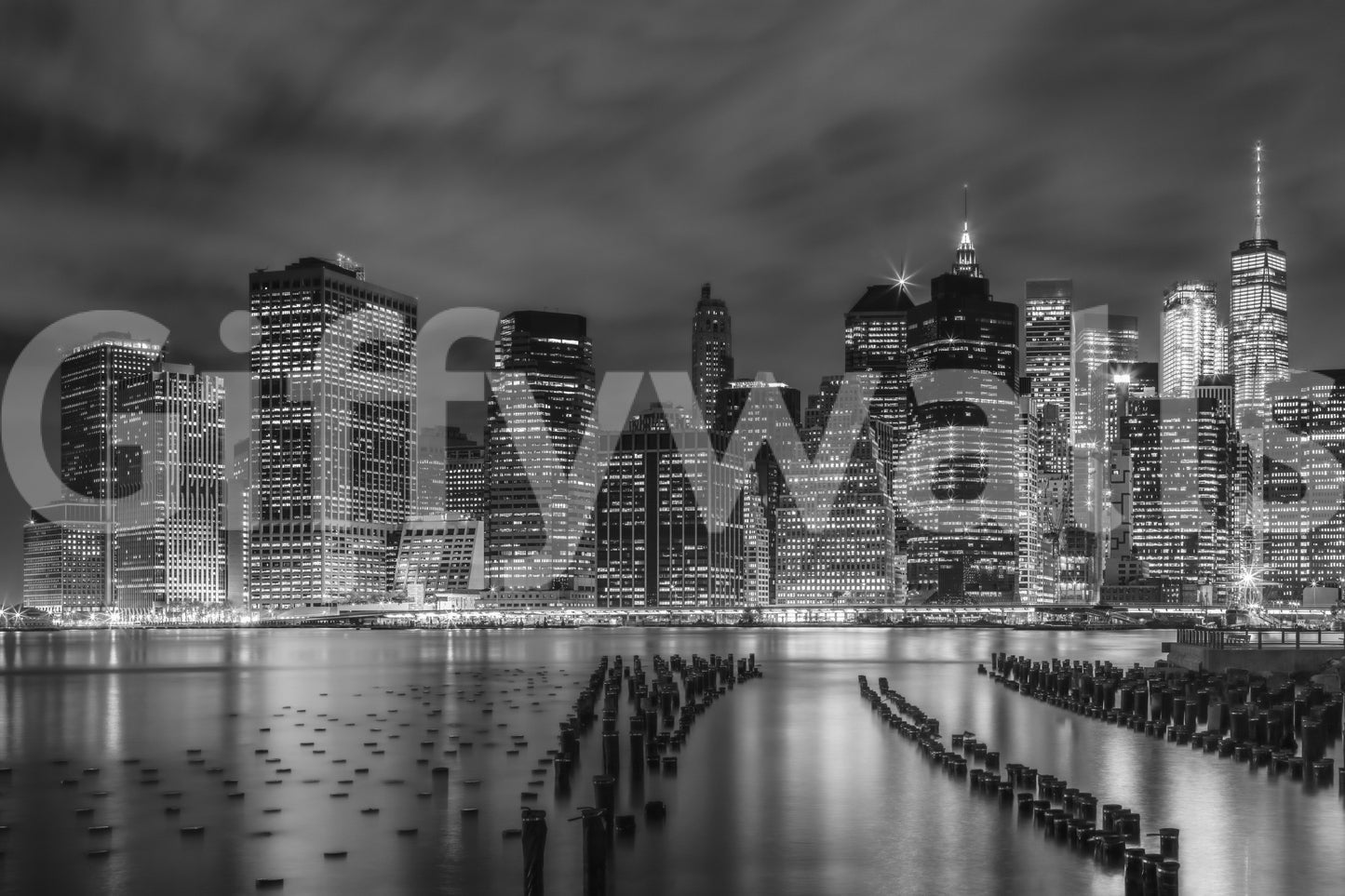 NEW YORK CITY Monochrome Night Impressions  Wall Mural