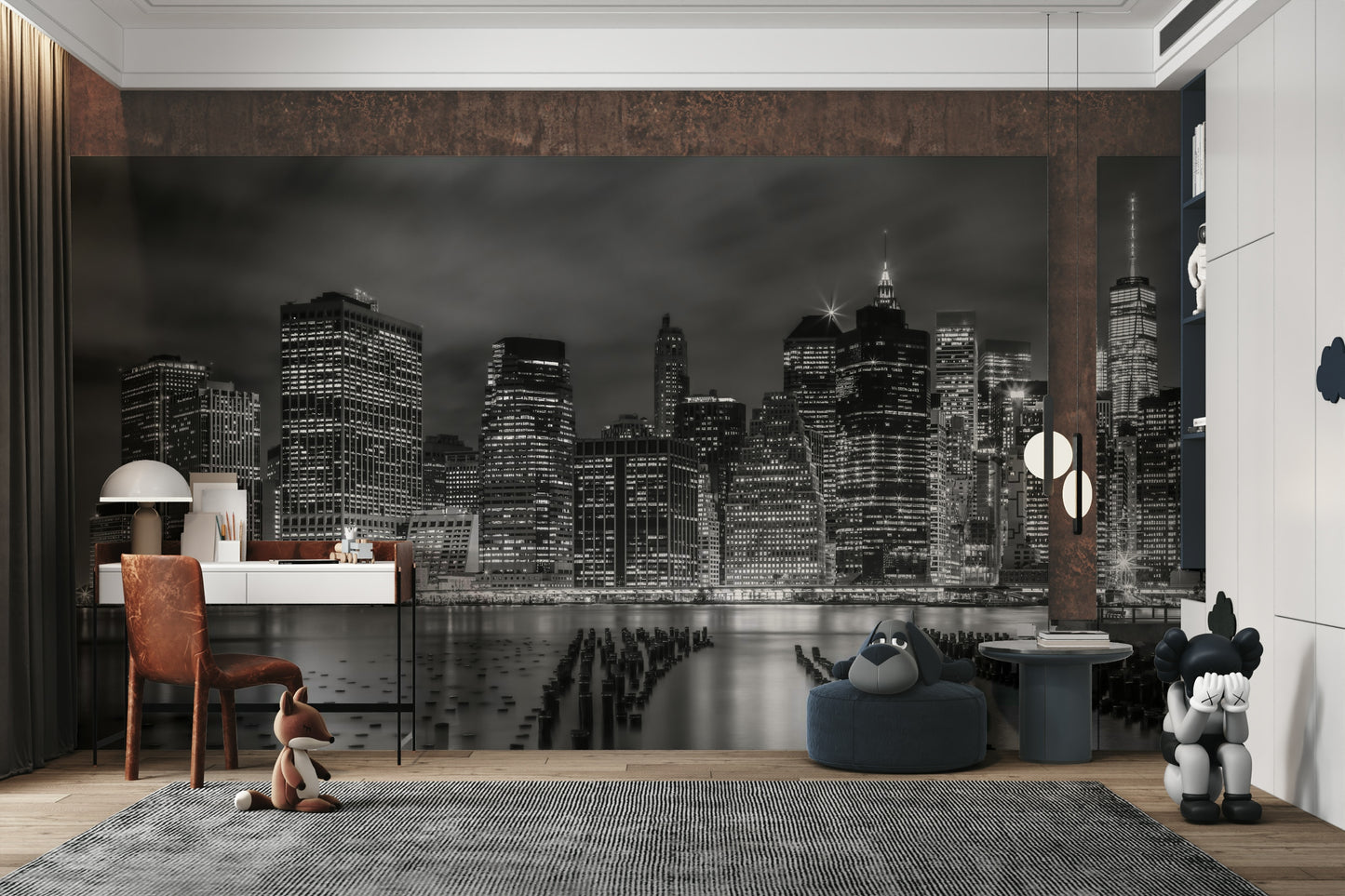 NEW YORK CITY Monochrome Night Impressions  Wall Mural