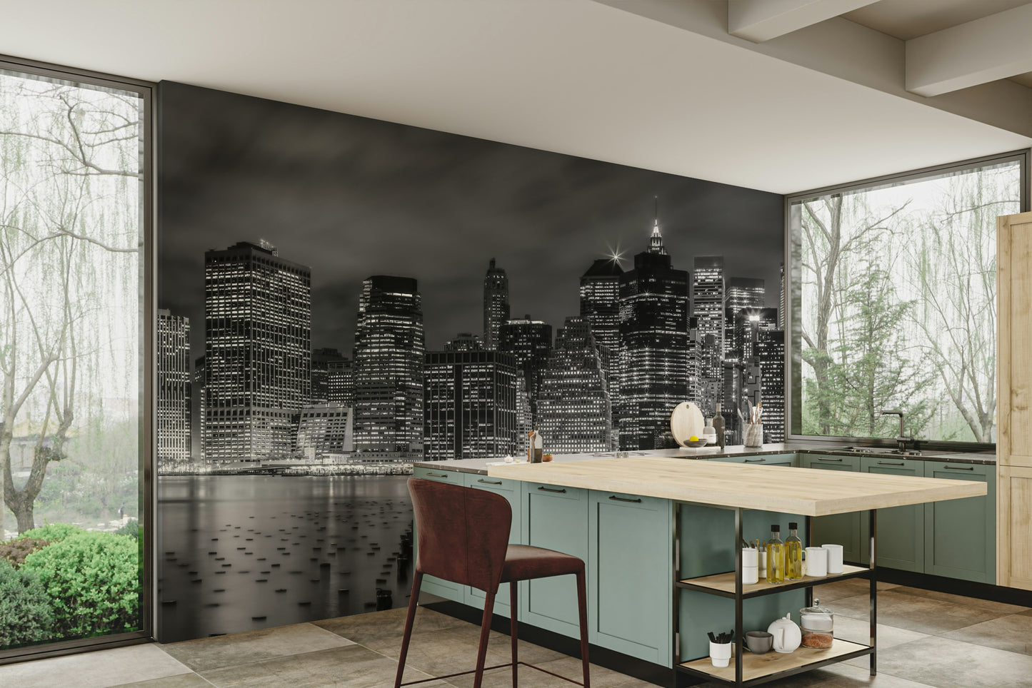 NEW YORK CITY Monochrome Night Impressions  Wall Mural
