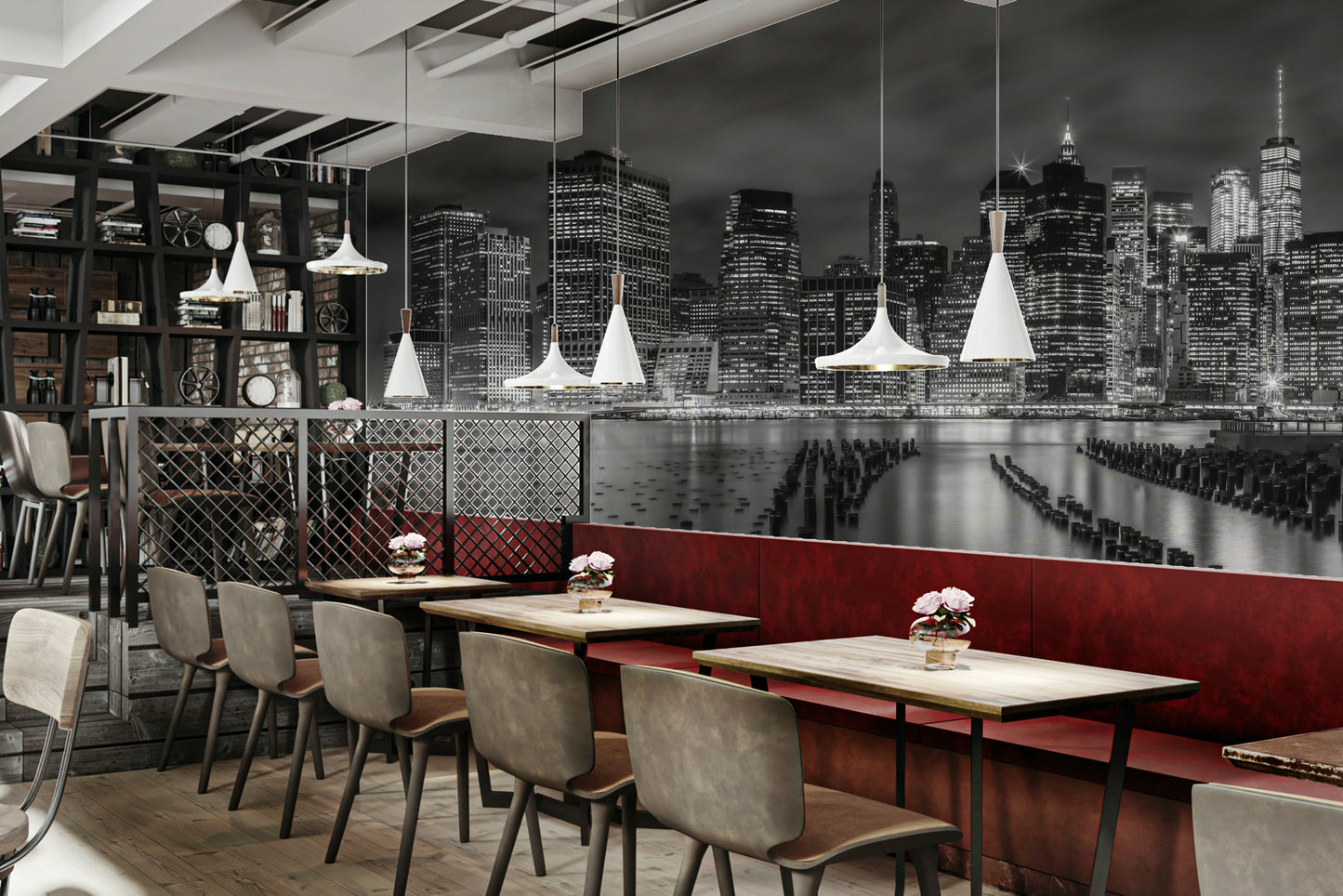 NEW YORK CITY Monochrome Night Impressions  Wall Mural