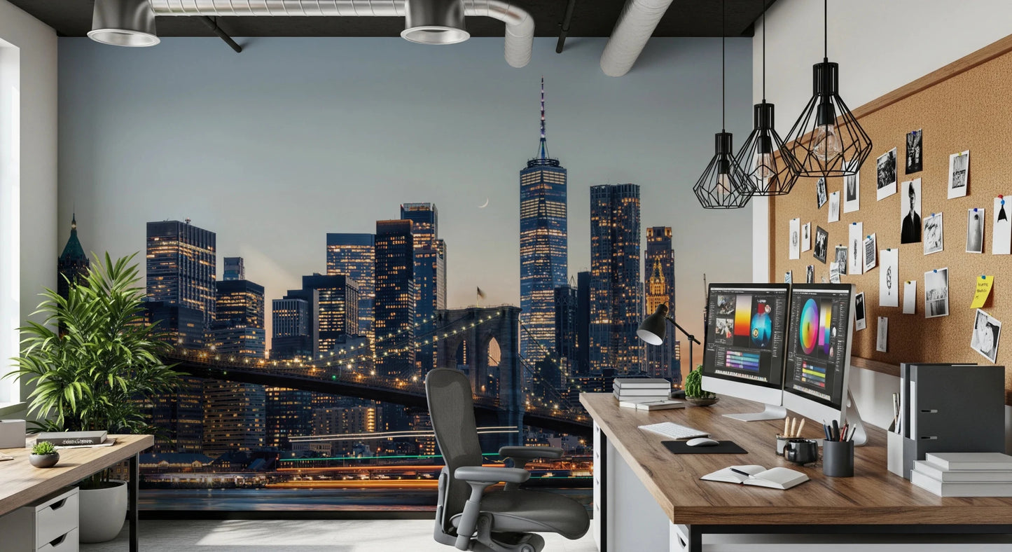 NYC Skyline at Twilight Wall Mural