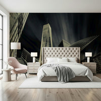 NYC Architectural Drama Wall Mural — modern cityscape highlighting architectural details and contrasts.