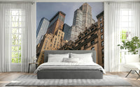 Metropolitan scene NYC wallpaper for walls, glass and stone urban density.