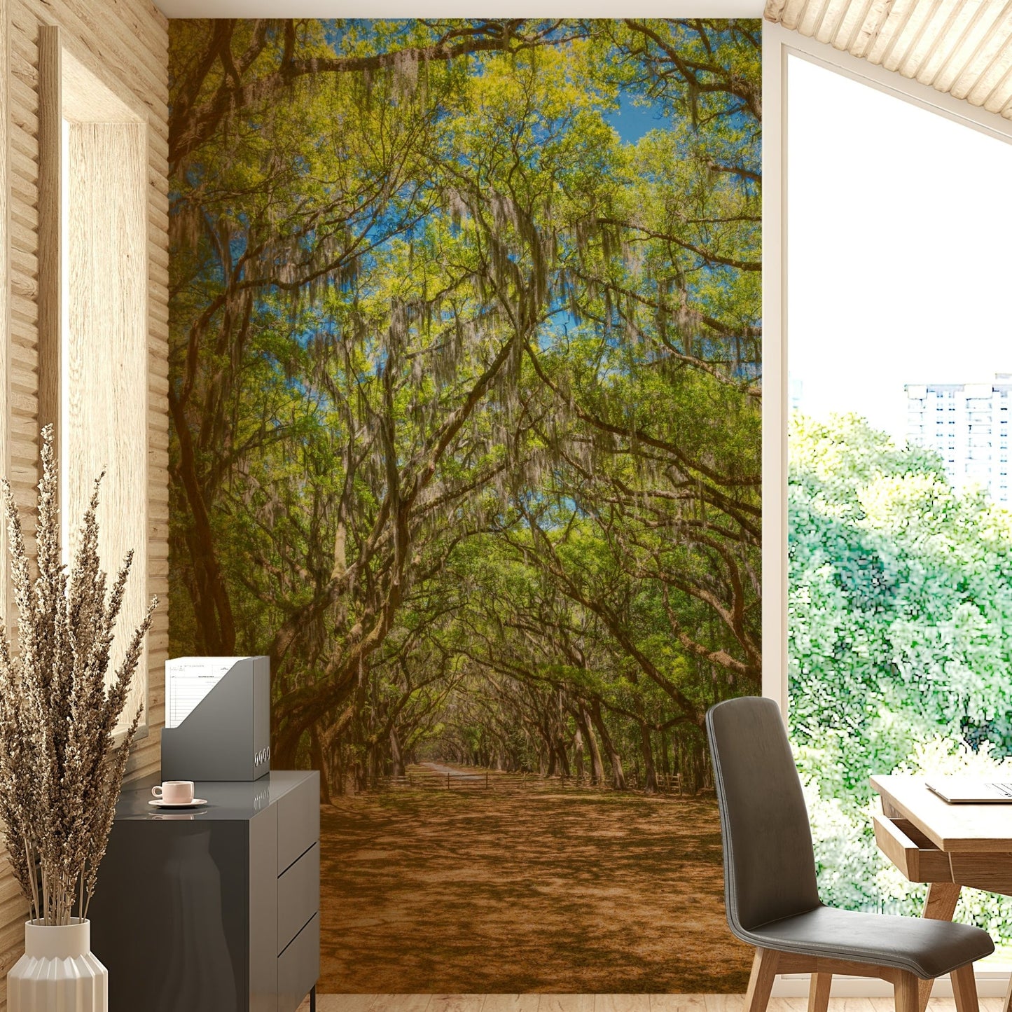 Green canopy mural wallpaper
