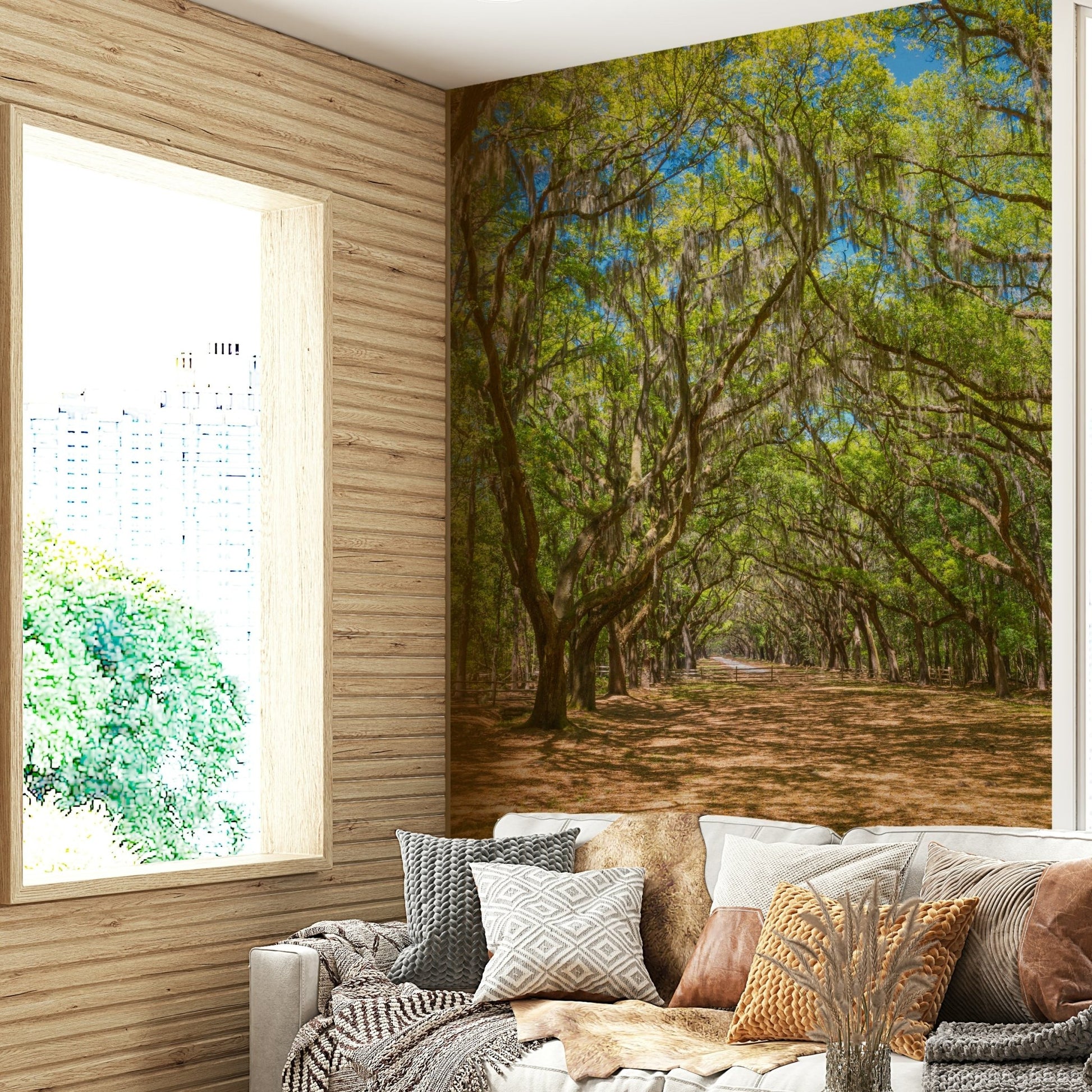 Outdoor tree corridor mural wallpaper
