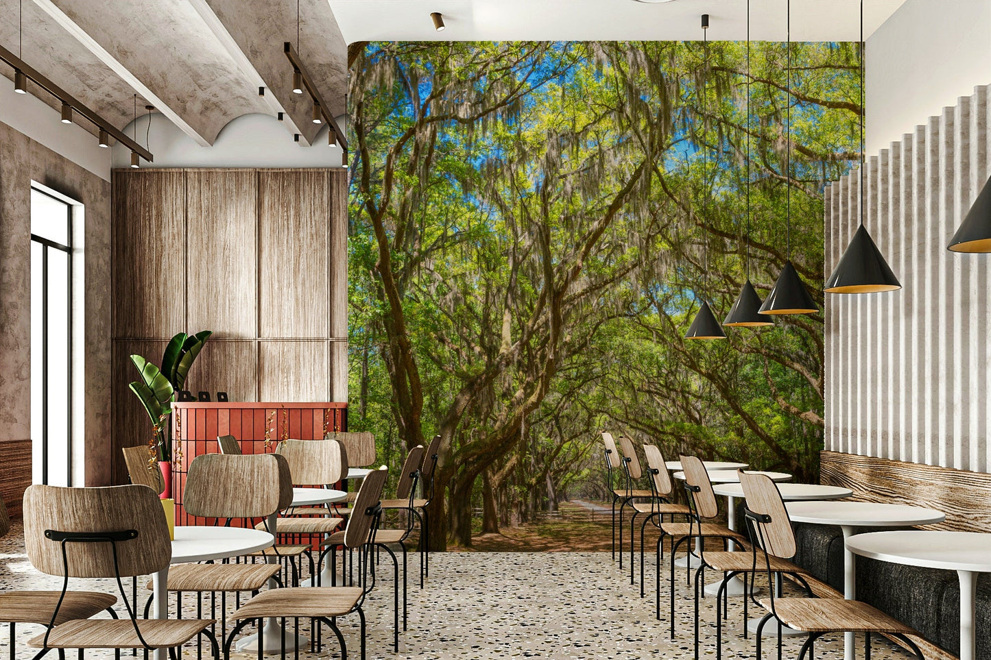 Rustic nature-inspired wall mural
