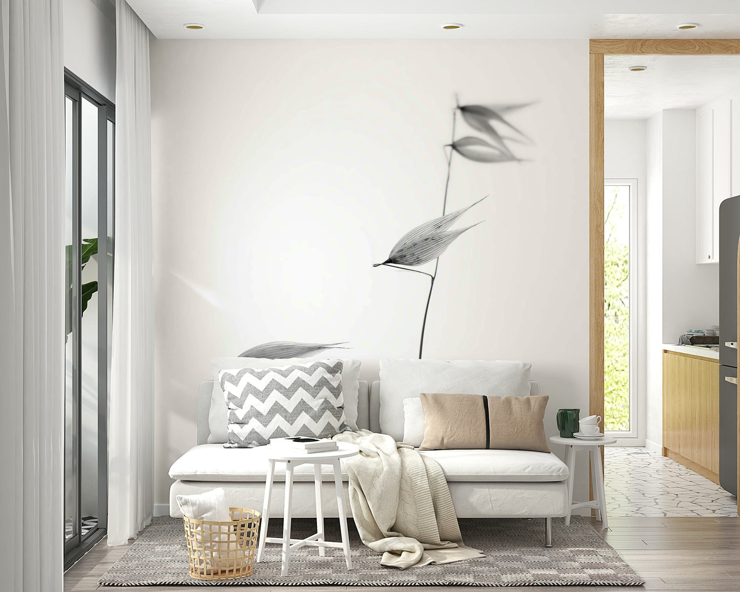 The wallpaper for walls being admired in a home.

