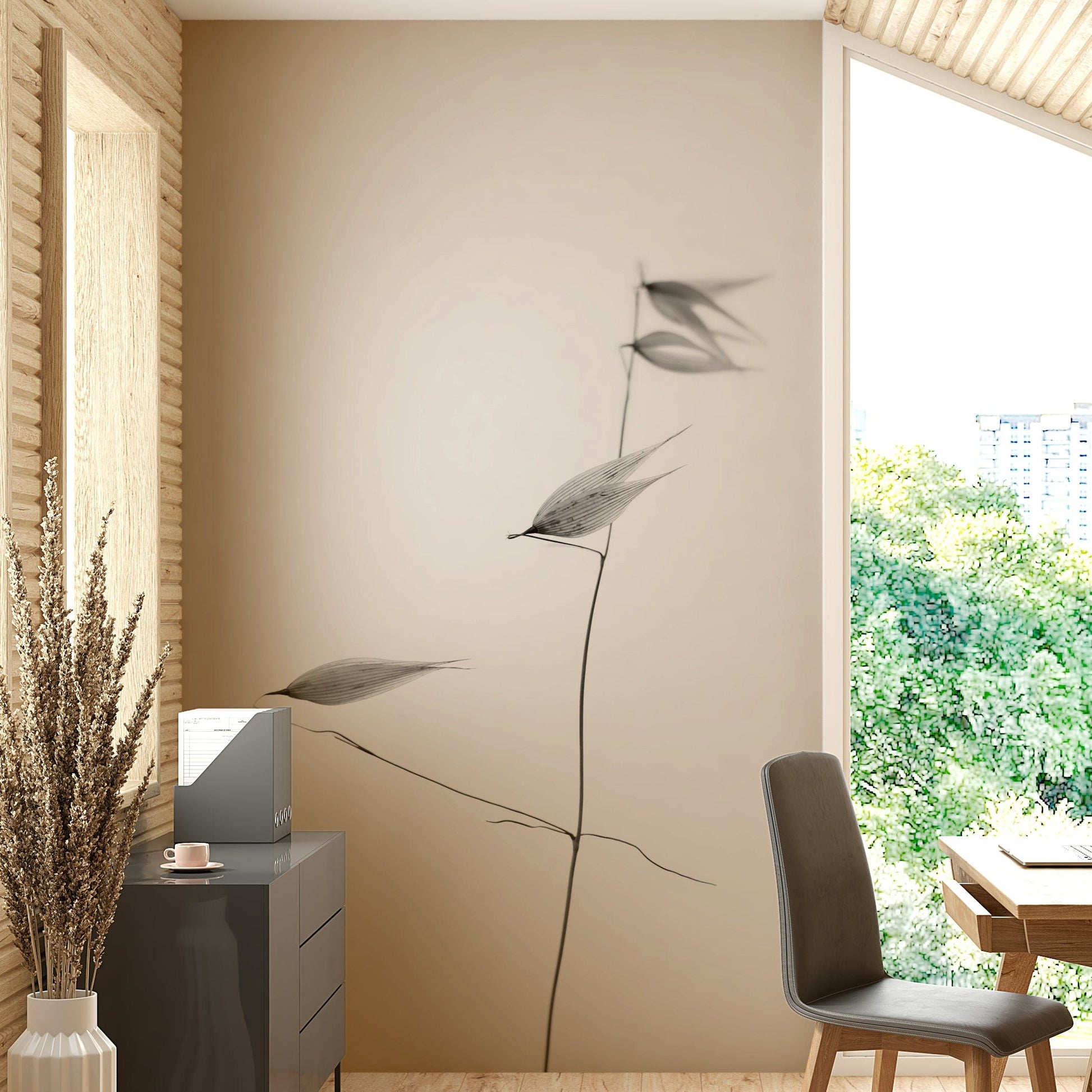 A detailed shot of the delicate leaves and stem against a bright background.

