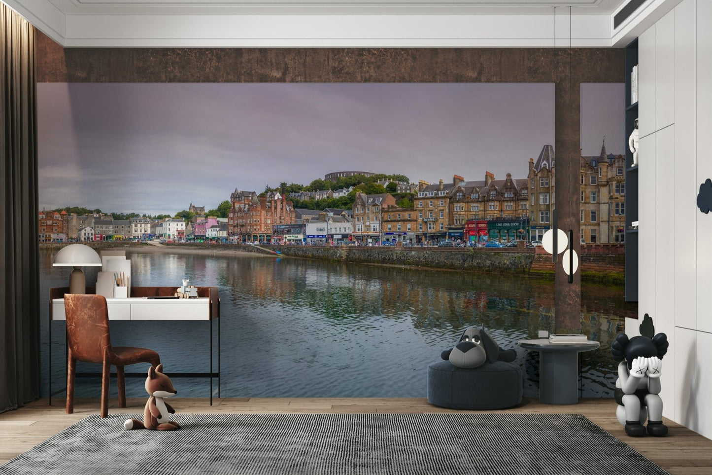 coastal town landscape wallpaper

