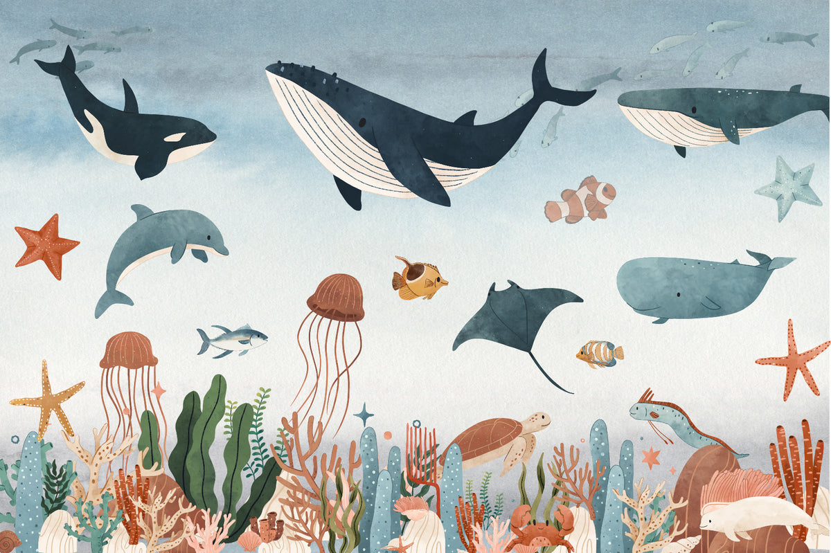 Sea Symphony Feature Wall Mural in your room — zoomed