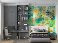 A beautiful abstract ocean wallpaper mural representing deep sea diving.