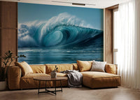 Bold Crashing Tide wallpaper mural creates captivating interior design.