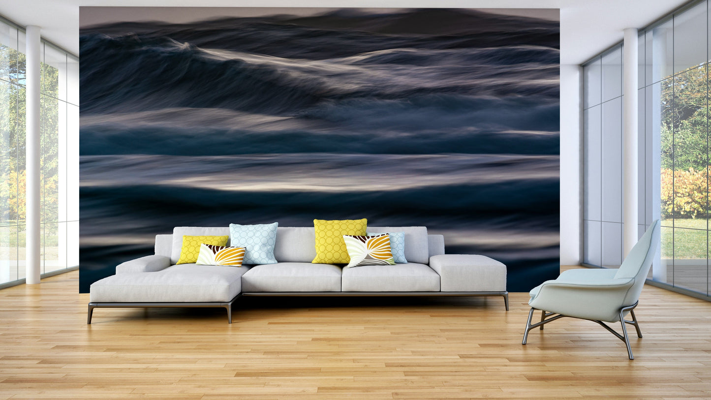 The wallpaper is used to create a feature wall in a dining room.

