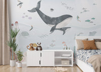 Ocean Whale Wallpaper Mural - Giffywalls