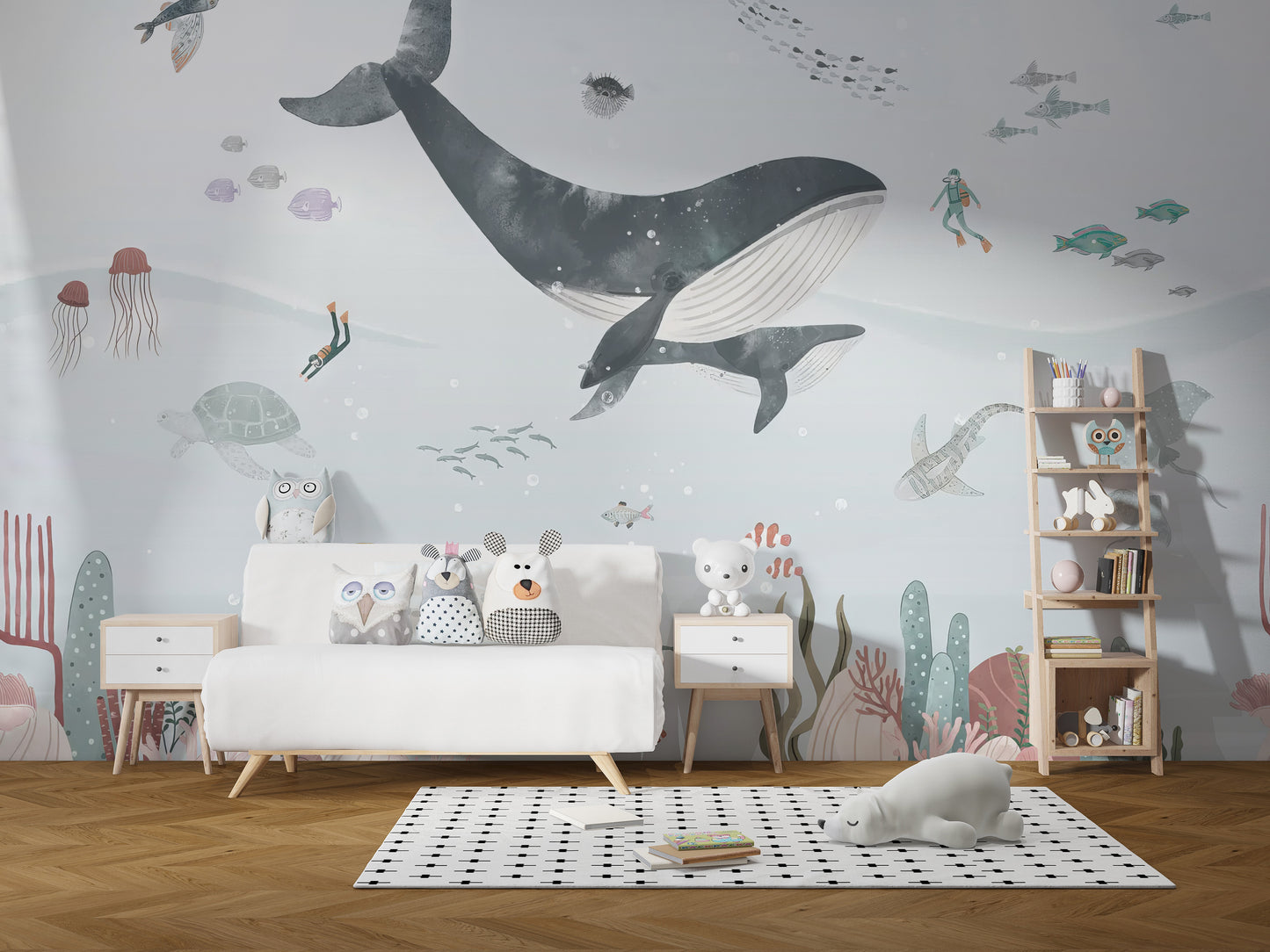 Ocean Whale Wallpaper Mural - Giffywalls
