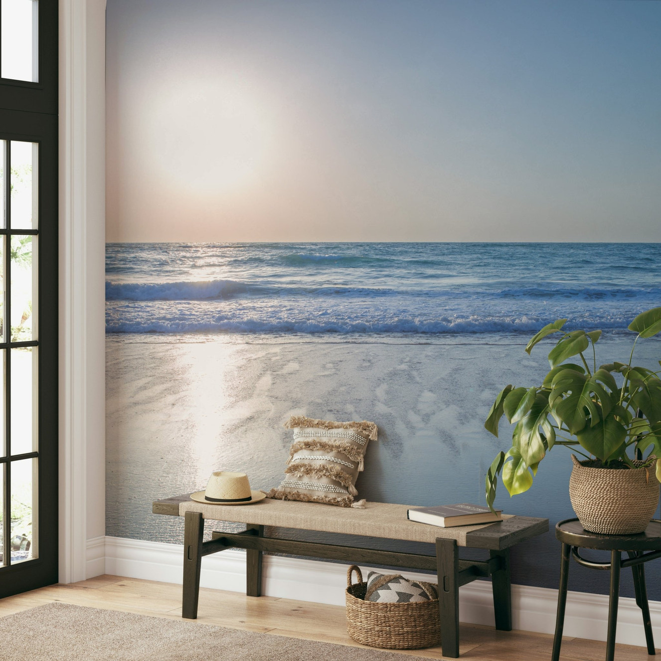 The image shows an abstract, gentle view of the ocean.

