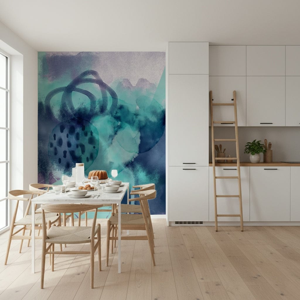 Reading nook feature wall with Ocean's Embrace, serene sea blues and whites
