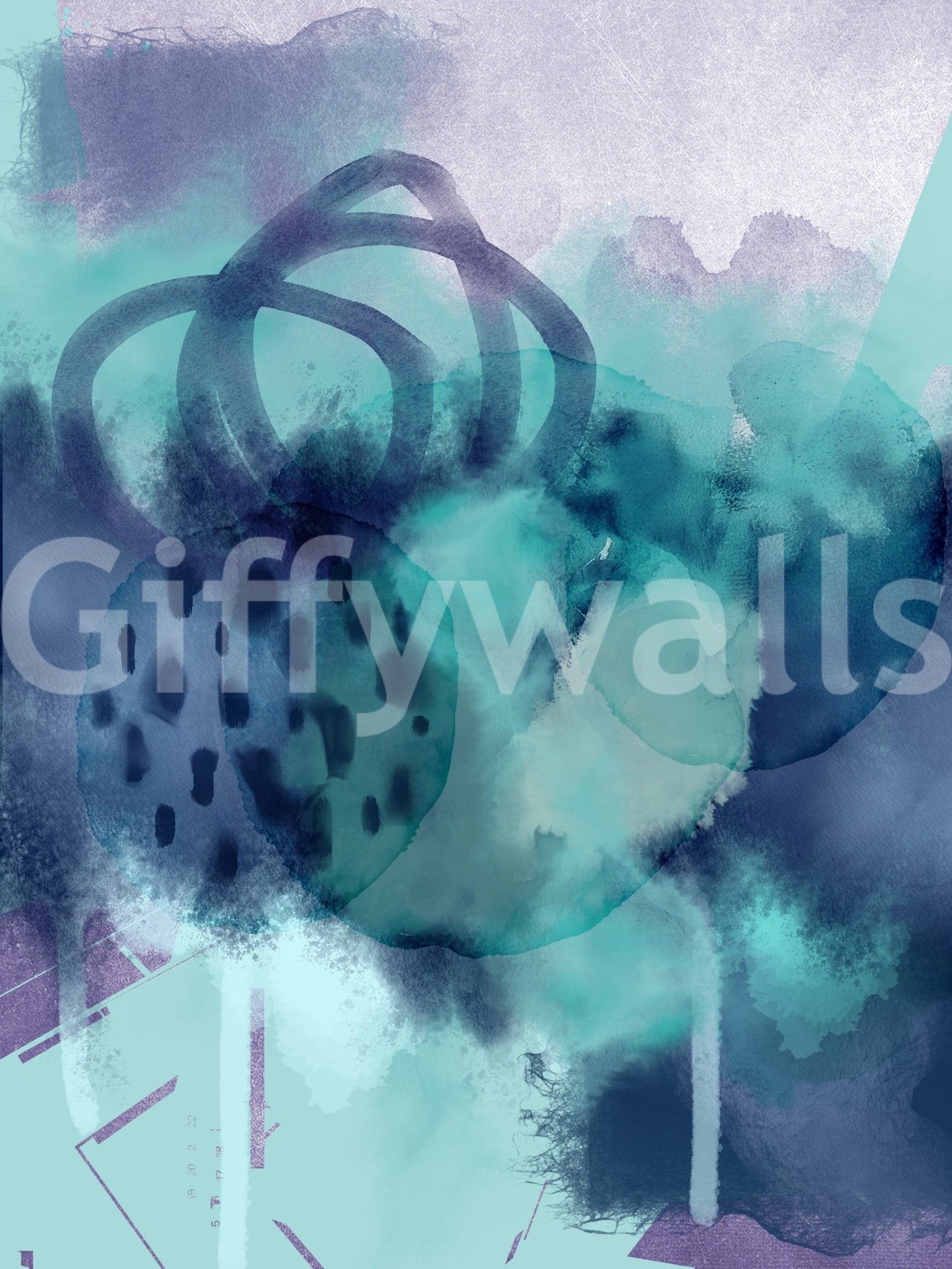 Entryway wall decor with ocean-themed mural, modern coastal apartment style