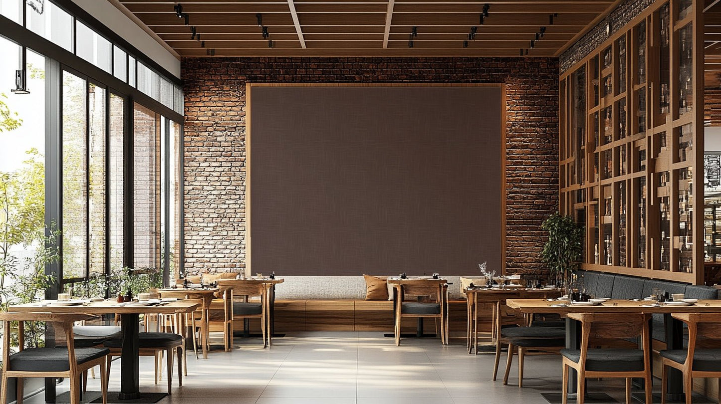 The mural extends across the entire wall, creating a clean backdrop.

