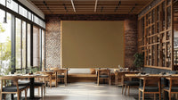The wallpaper is installed in a modern, elegant living room.

