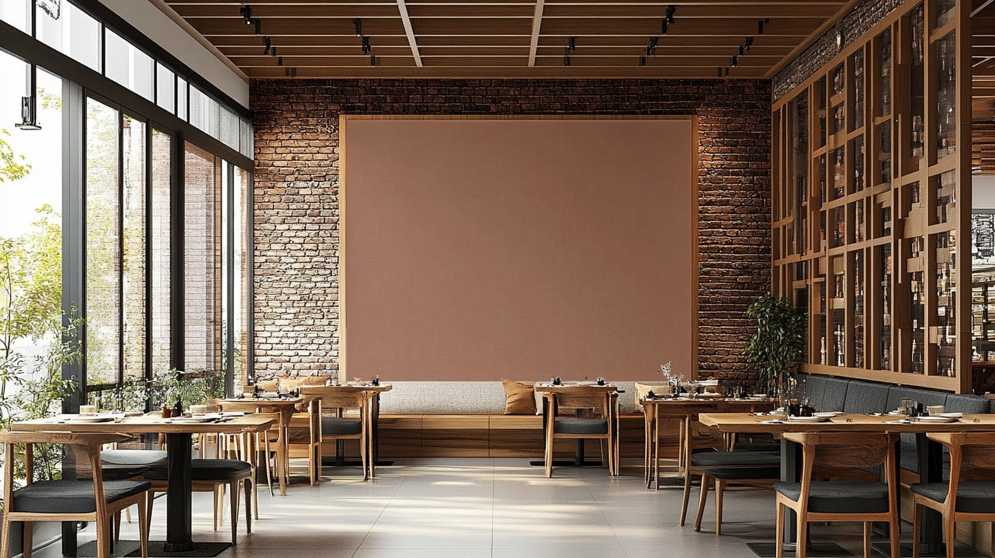 The mural extends across the entire wall, creating a clean backdrop.

