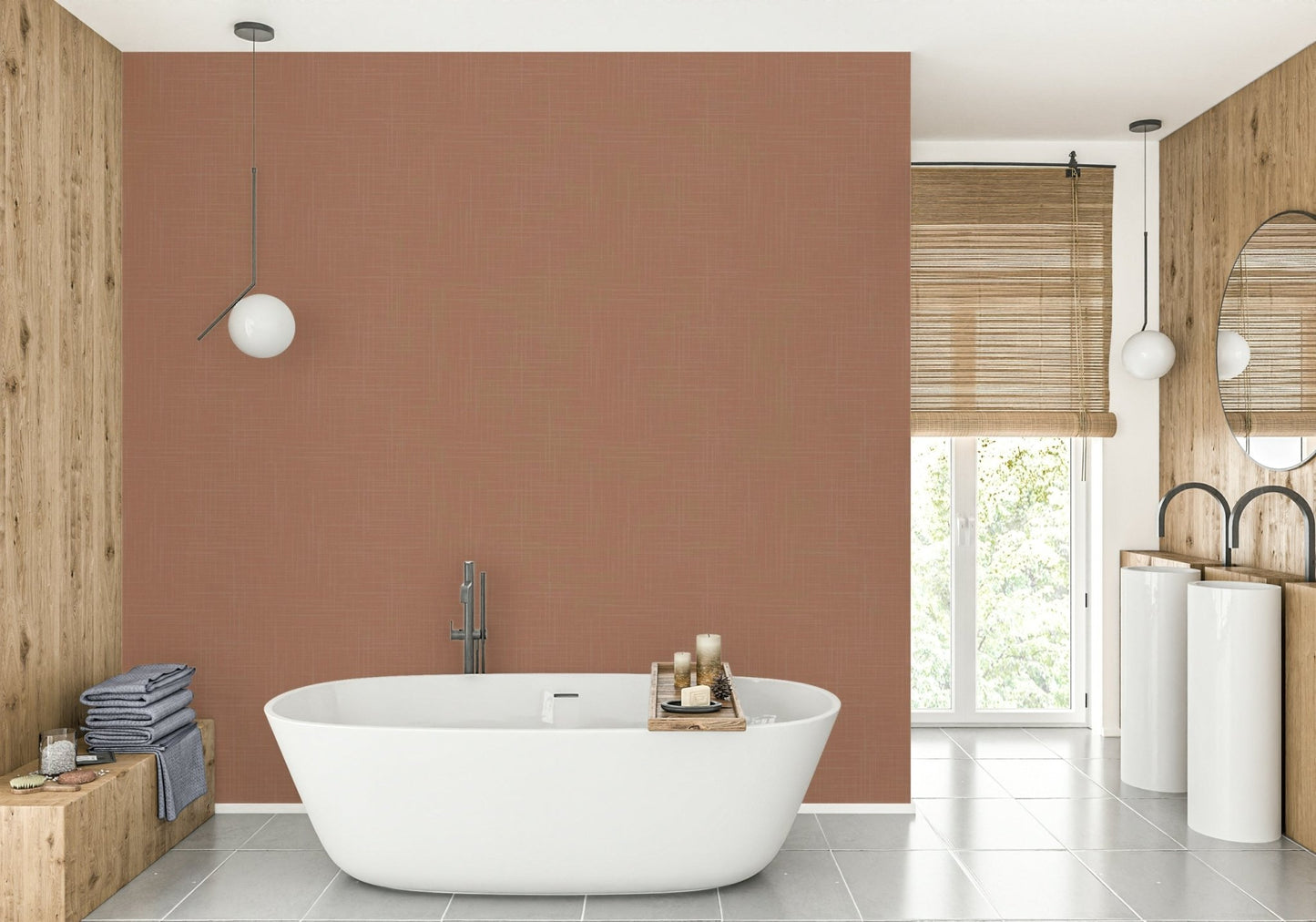 The room's lighting highlights the classic feel of the pattern.

