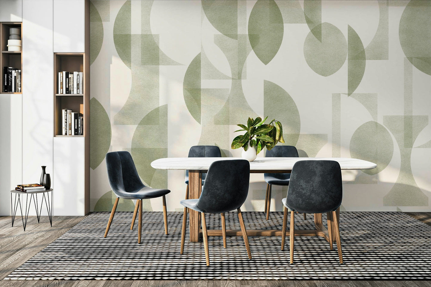 High-quality image of the Geometrica Olive wallpaper

