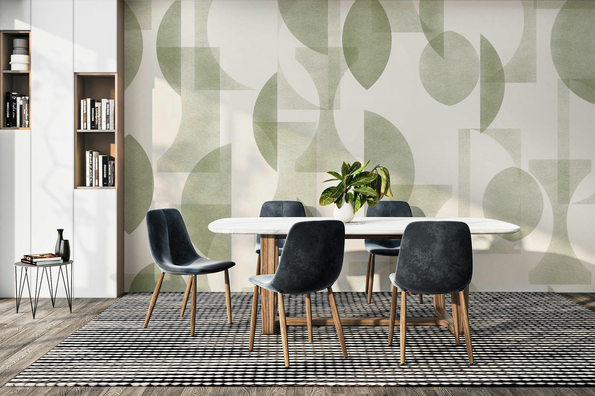 High-quality image of the Geometrica Olive wallpaper

