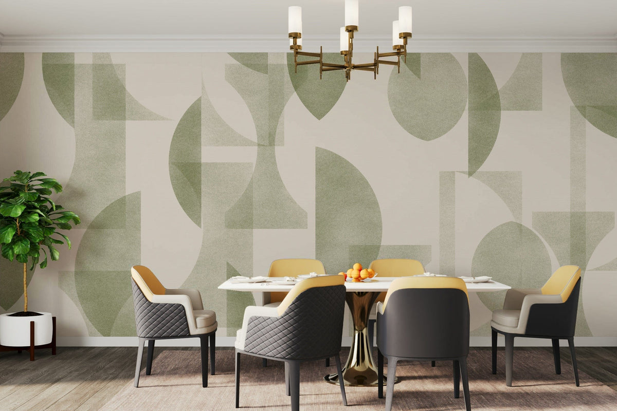 Wallpaper with modern shapes and olive tree theme