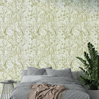 A child's room with cheerful summer wallpaper

