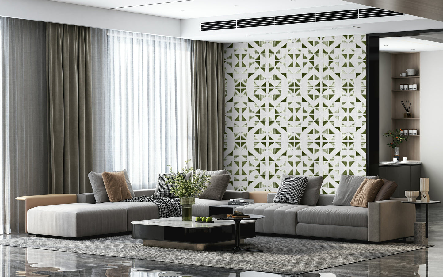 Triangles Composition Light Olive Wallpaper⁠