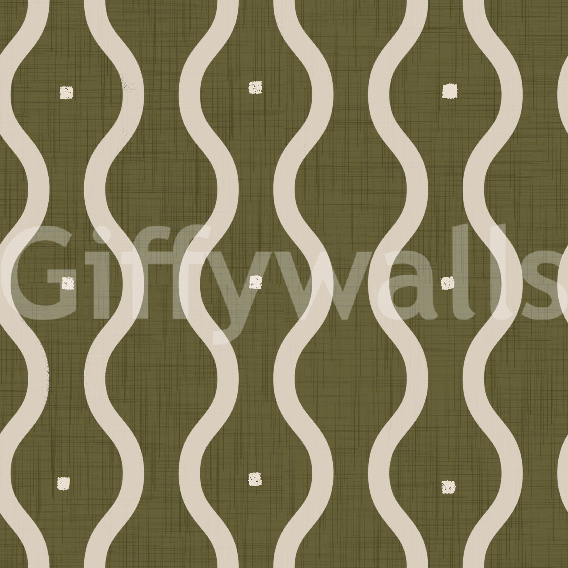 Creative patterned wall hanging, olive green textile effect, refined look.