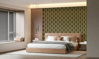 Grove Waves pattern, cream curves on deep moss, elegant interior accent.