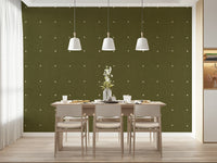 Minimalist green mural Olive Grove Texture look with nine light details.