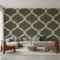 Moroccan-inspired olive wallpaper for elegant feature walls