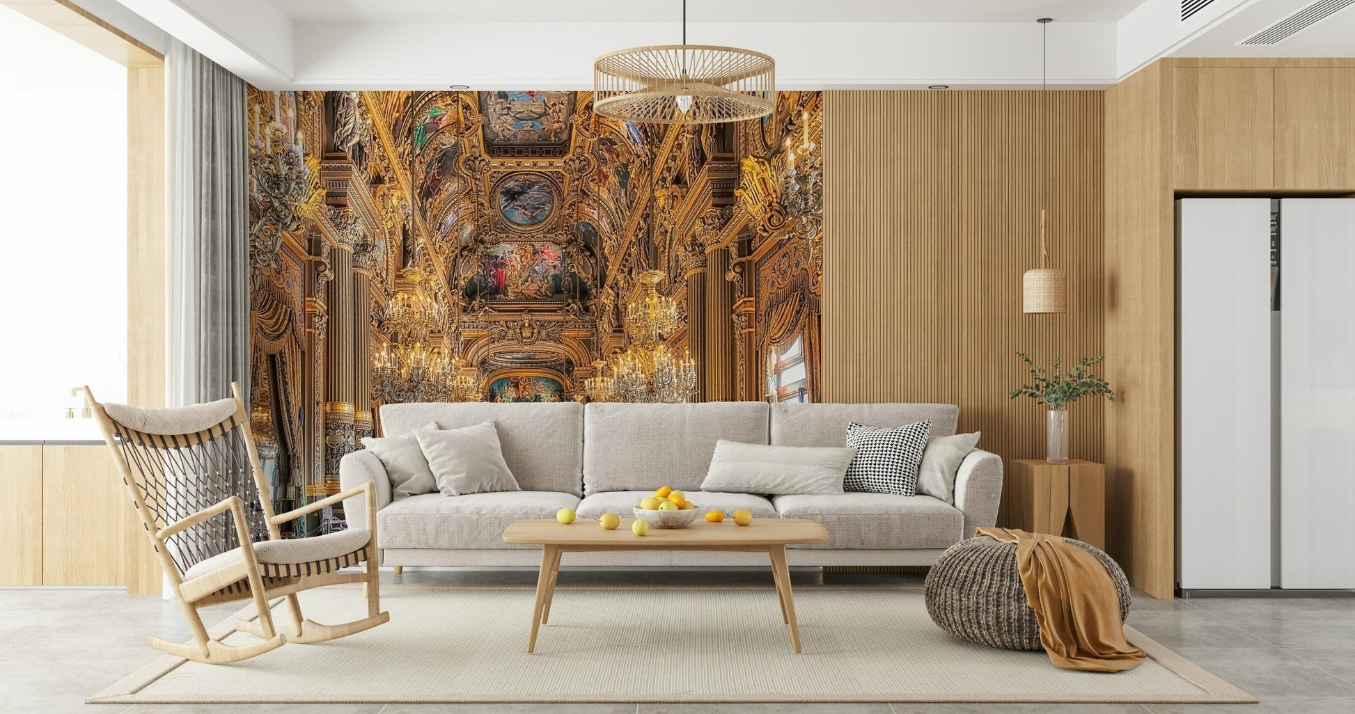 Ornate ceiling art Opulent Grandeur luxury wallpaper mural.