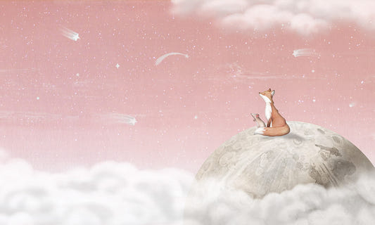 Fox on the Moon Pink Mural