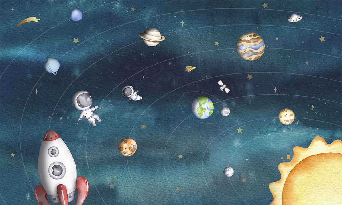 Space Joy Dark Wall Mural in your room — zoomed