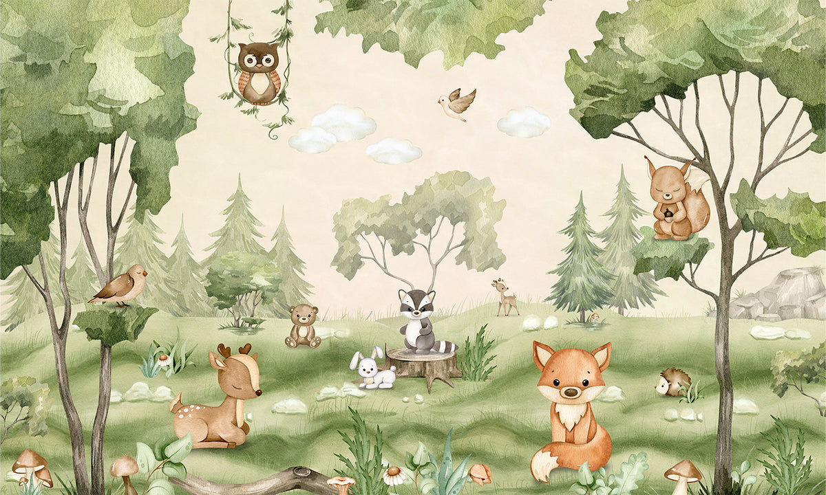 Woodland Joy Kids Wall Mural in your room