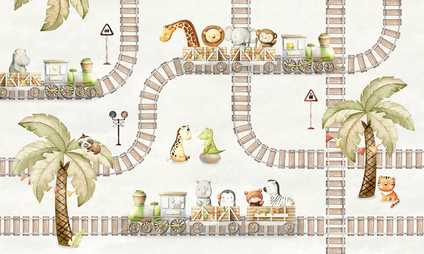Train Travels Wallpaper Mural