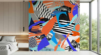A beautiful modern art wall mural for a living room.

