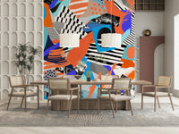 An artistic soft focus mural on minimalist wallpaper.

