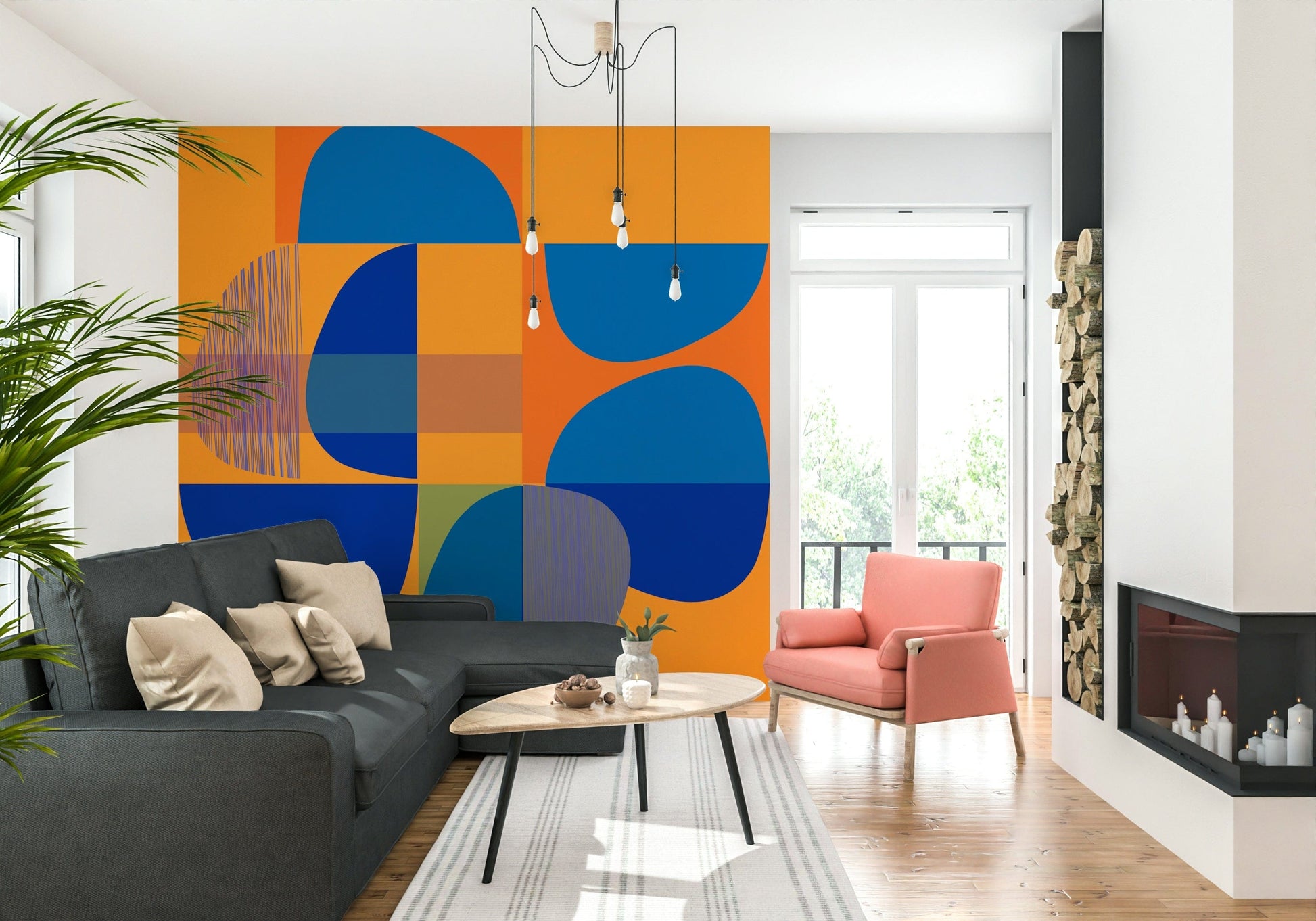Modernist Vivid Geometry art, attractive abstract wall decor.
