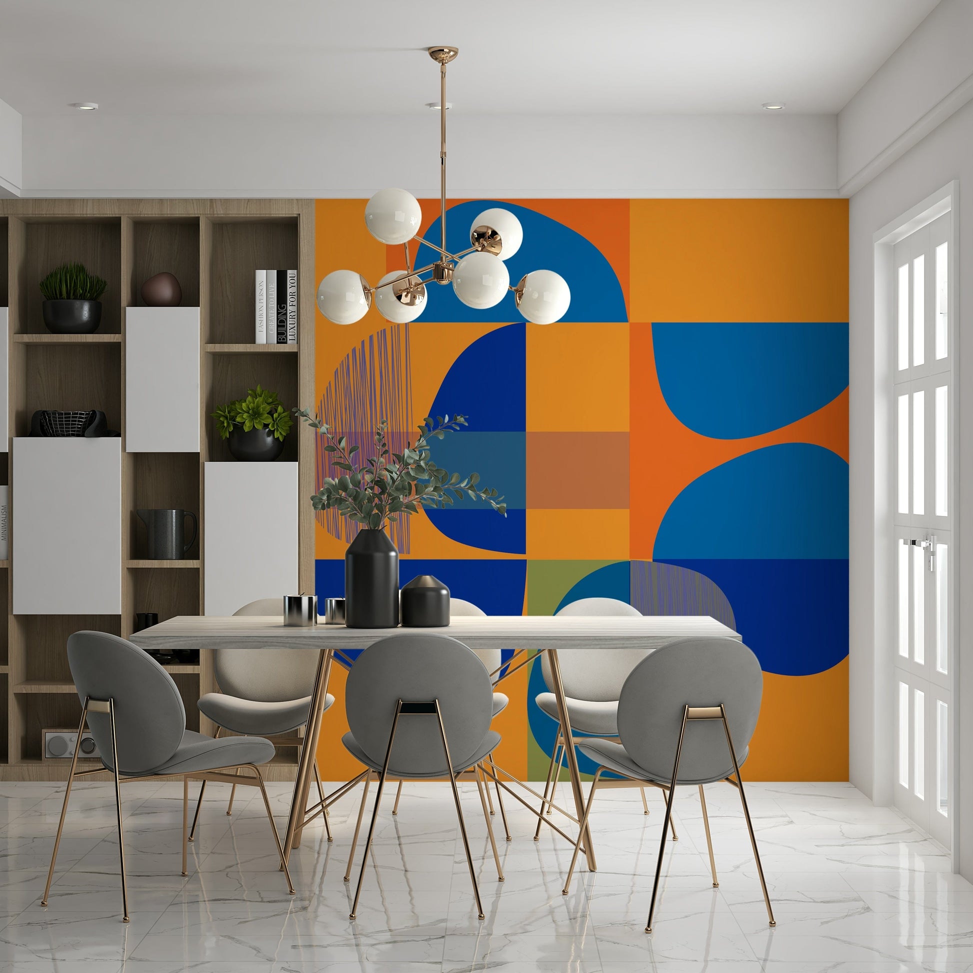 Colorful Vivid Geometry pattern, engaging home wall accent.